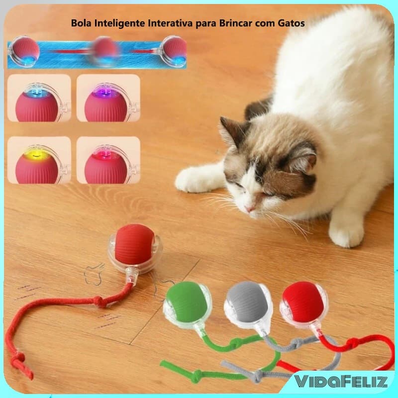 Bola de brinquedo de gato interativa, bola de pet com cauda rolante automática só bola pode ser carregada