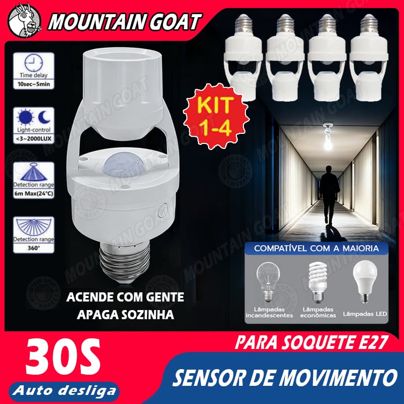 KIT Sensor de Presença Com fotocélula Para Lâmpada Soquete E27 Bivolt Sensor de movimento Bivolt