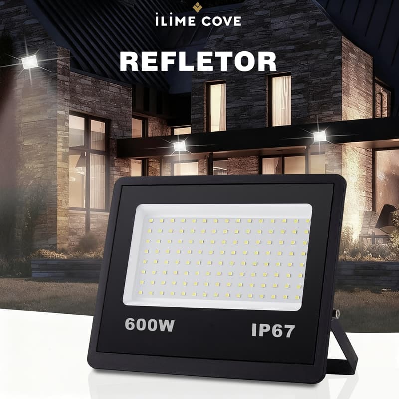 Refletor LED 600W Holofote Bivolt Super Brilhante Econômico com IP67 à Prova d'Água Externas