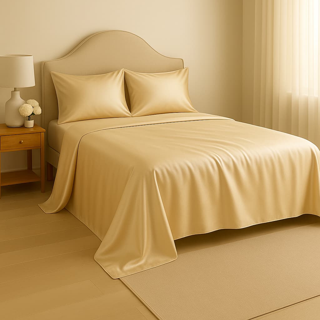 Lençol Cetim Casal/Queen Toque Macio – 4 Peças – Luxo, Brilho e Conforto