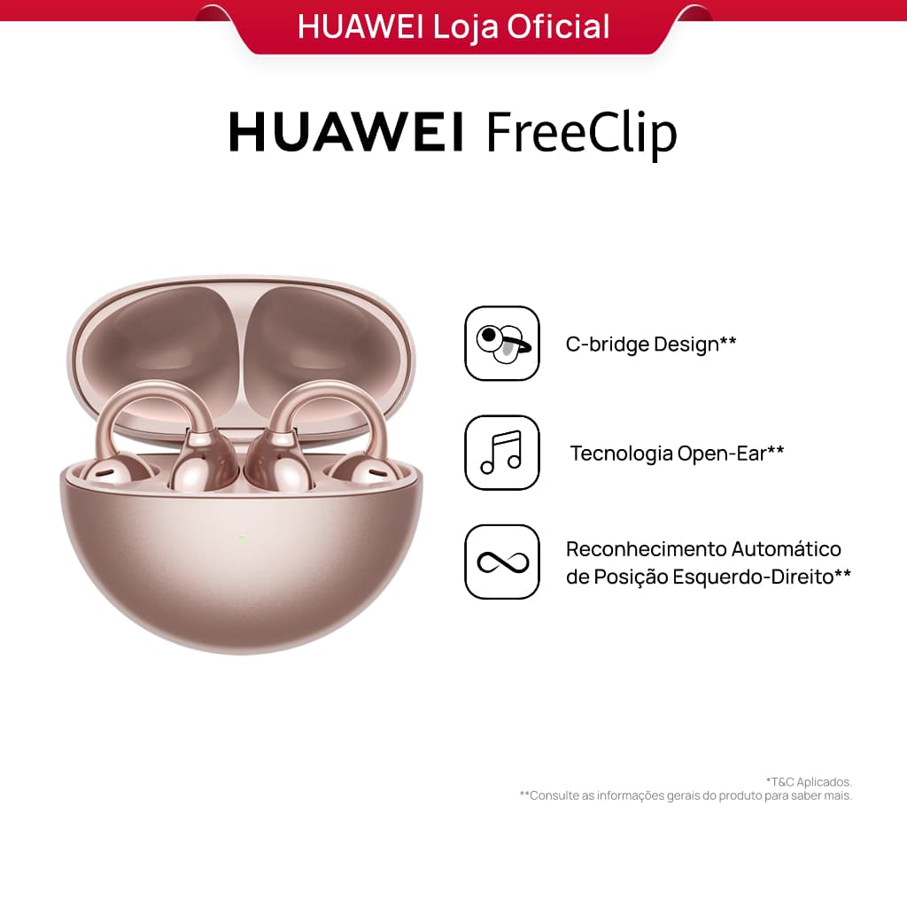 HUAWEI FreeClip | Fone de Ouvido Bluetooth Sem Fio | C-bridge Design | Tecnologia Open-Ear