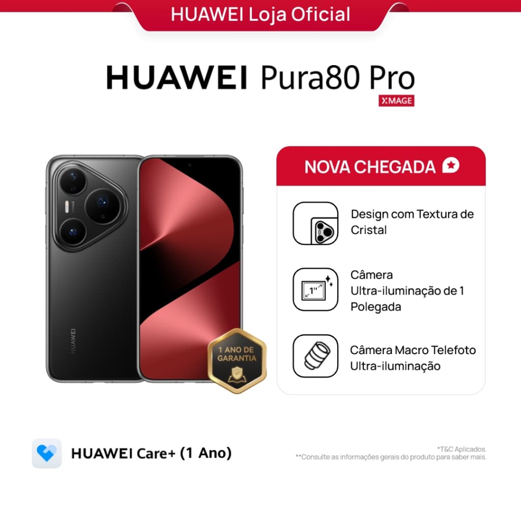 HUAWEI Pura 80 Pro | Celular | 12GB+512GB | Câmera Ultra-iluminação de 1 Polegada | 5170 mAh