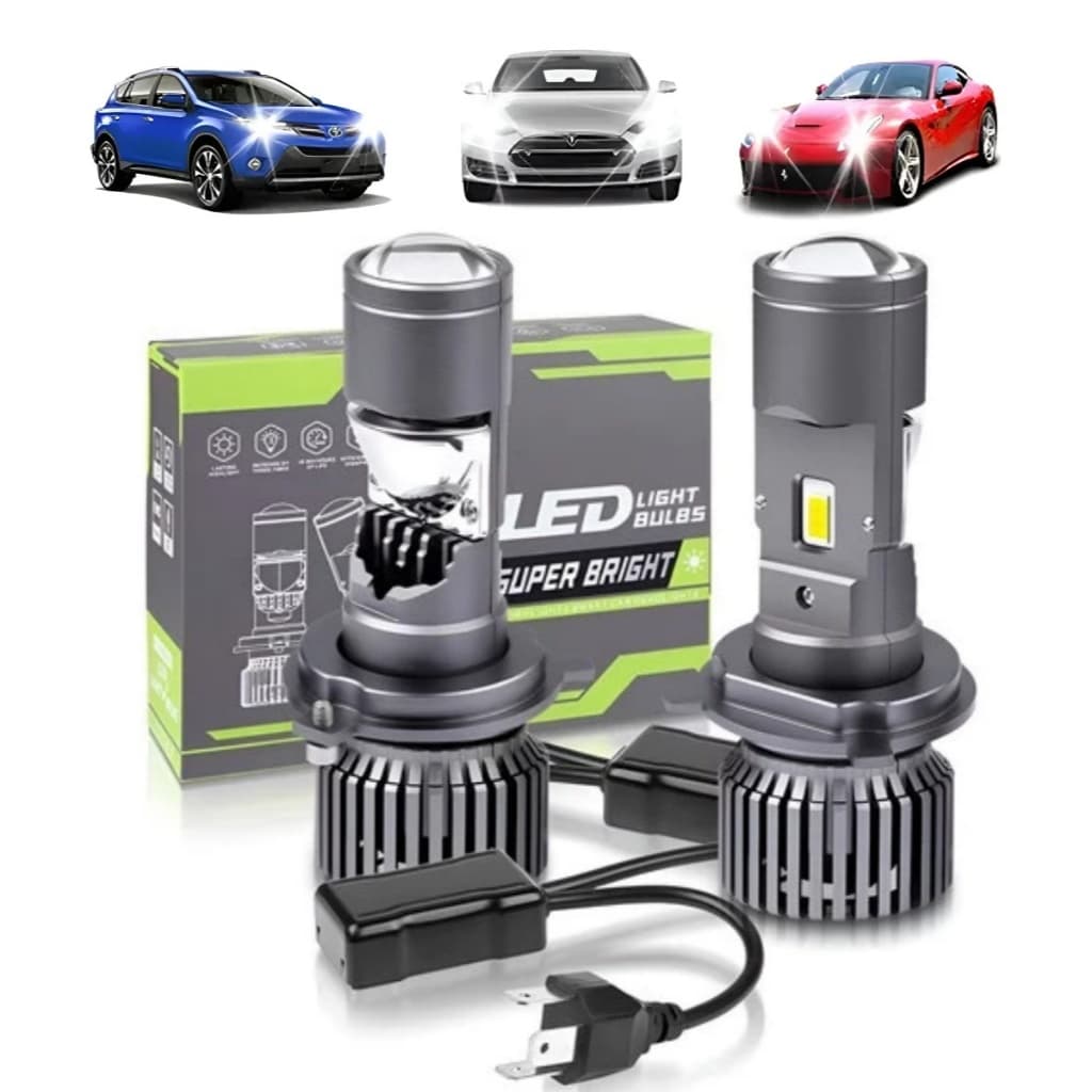 Par Lâmpada Mini Projetor LED H4 Ultra 200w 30000lm Carro e Moto Foco Perfeito