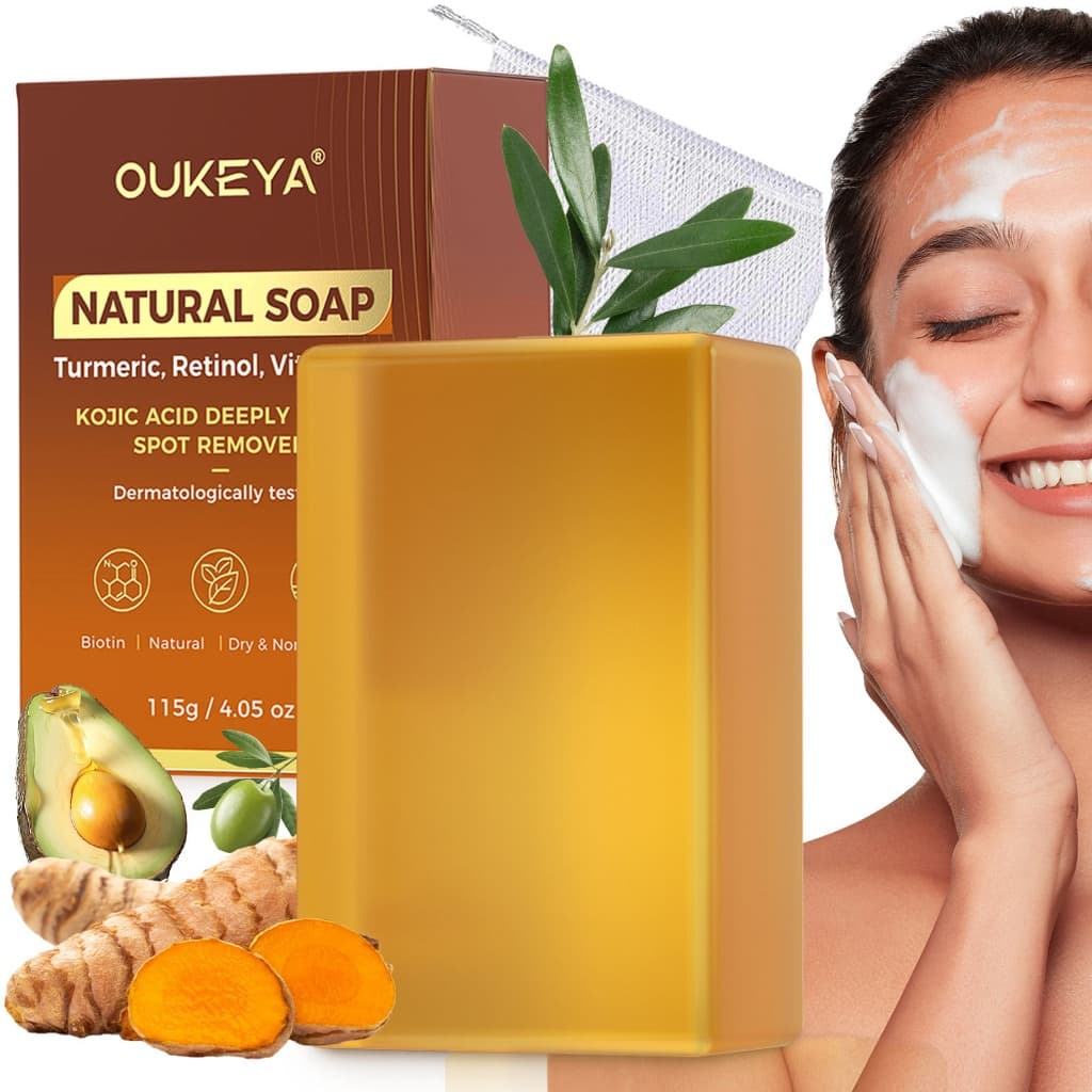 OUKEYA Sabonete Cúrcuma Clareador ou Enxofre Pele com Acne Costas Rosto Corpo 115g