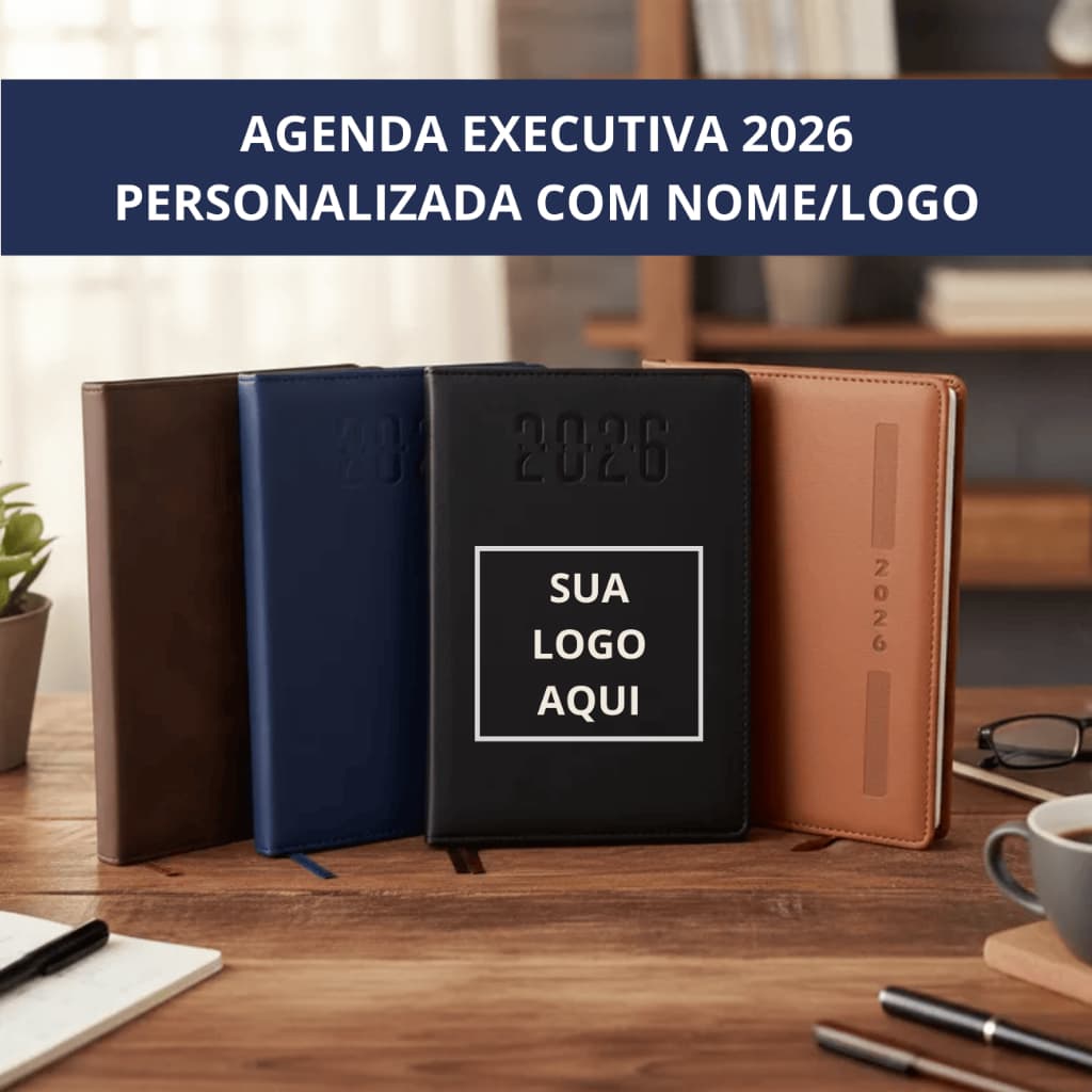Agenda Executiva Personalizada 2026 c/ Logo Página Inteira