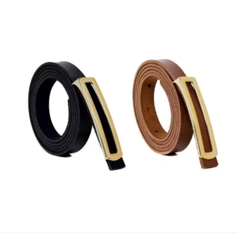 Cinto feminino fino da moda, fivela dourada, kit com 3 e 4 cintos.