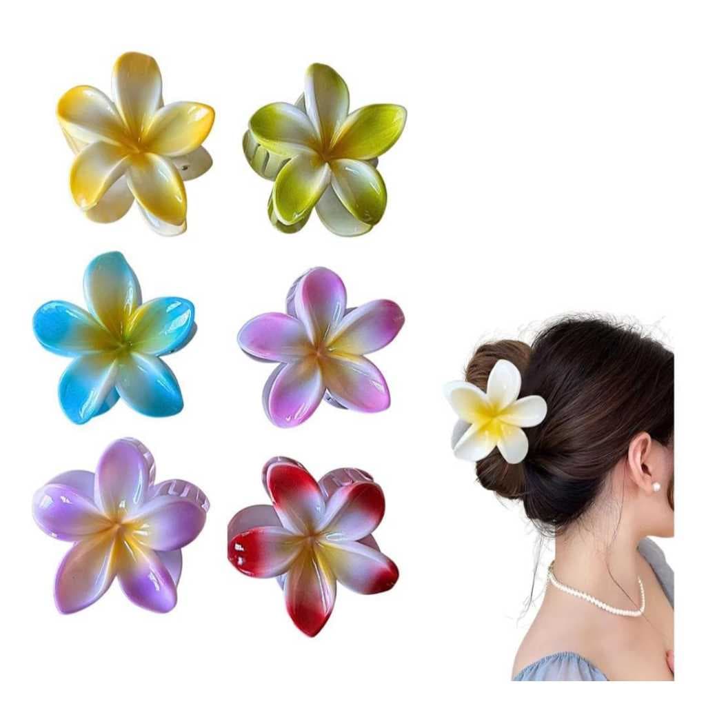 Kit 6 Presilha De Cabelo Piranha Flor De Feriado De Praia Barrettes Acrílico Elegante Colorida