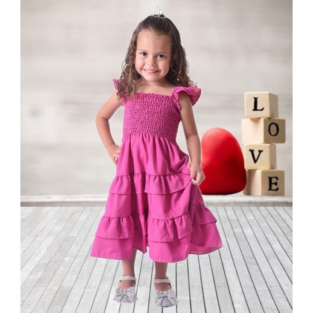 Vestido Infantil Casual Maria Babado Rodado Varias Cores Casul Para Festa Vestido de Luxo 3 Maria