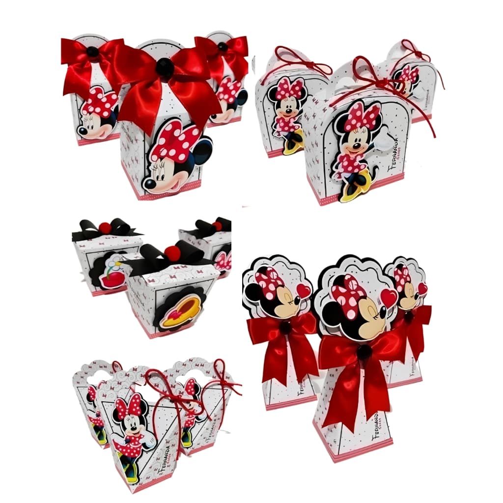 PERSONALIZADOS tema Minnie vermelha  (PEGUE E MONTE) KIT FESTA LEMBRANCINHAS caixinhas e mimos