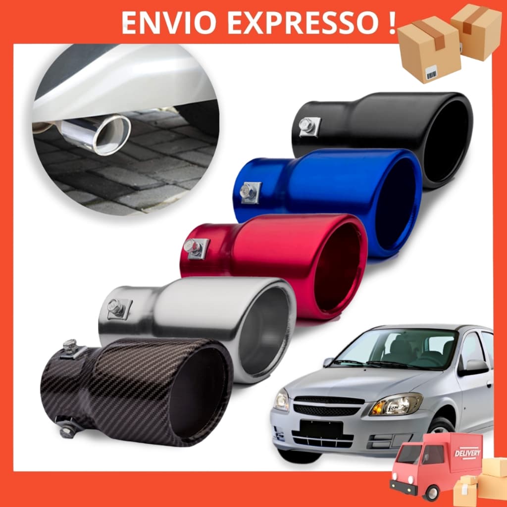 Ponteira Universal Escapamento Ponta Reta Esportiva Carro Tuning PRATA CARBONO PRETA AZUL VERMELHA