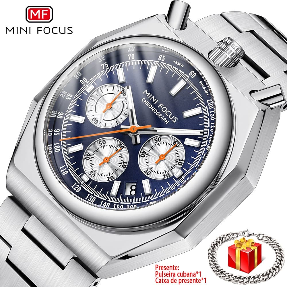 MINI FOCUS Relógio Masculino Original à prova d'água Cronógrafo Calendário Luminoso Relogio quartzo