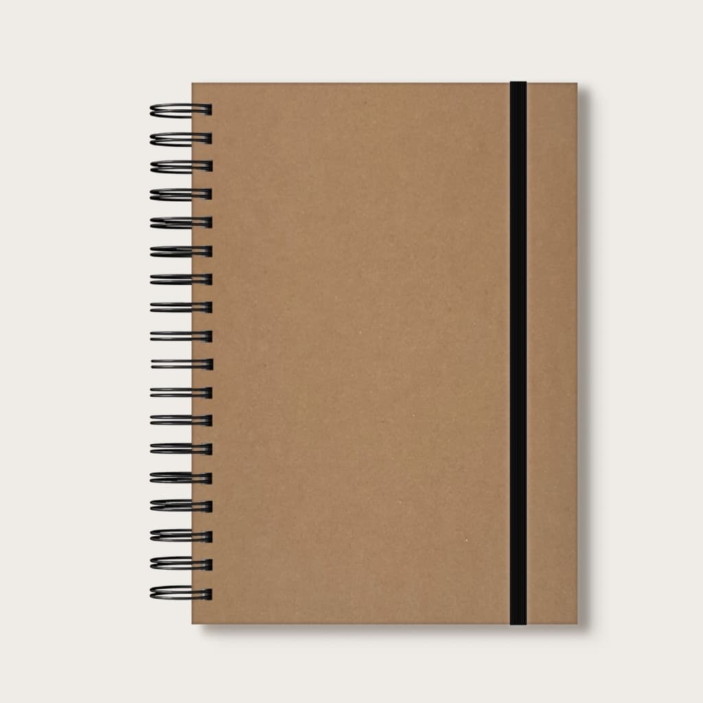 Caderno de Anotações e Cálculos Folhas Lisas 120g Tamanho 17x24cm c/ Elástico e Capa Dura Kraft