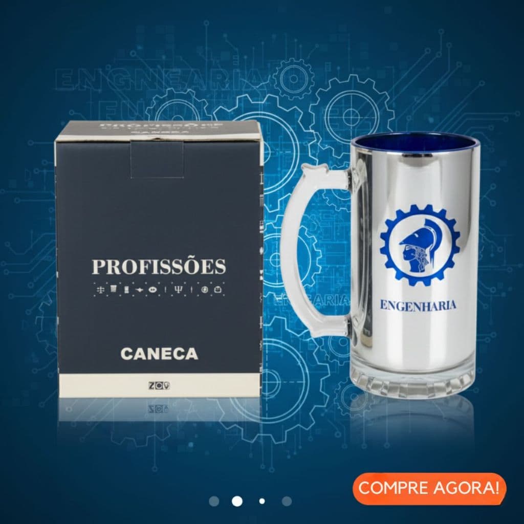 Caneca 450ml Engenharia Chopp Profissão Engenheiro Formatura Zona Criativa Presente Trabalho