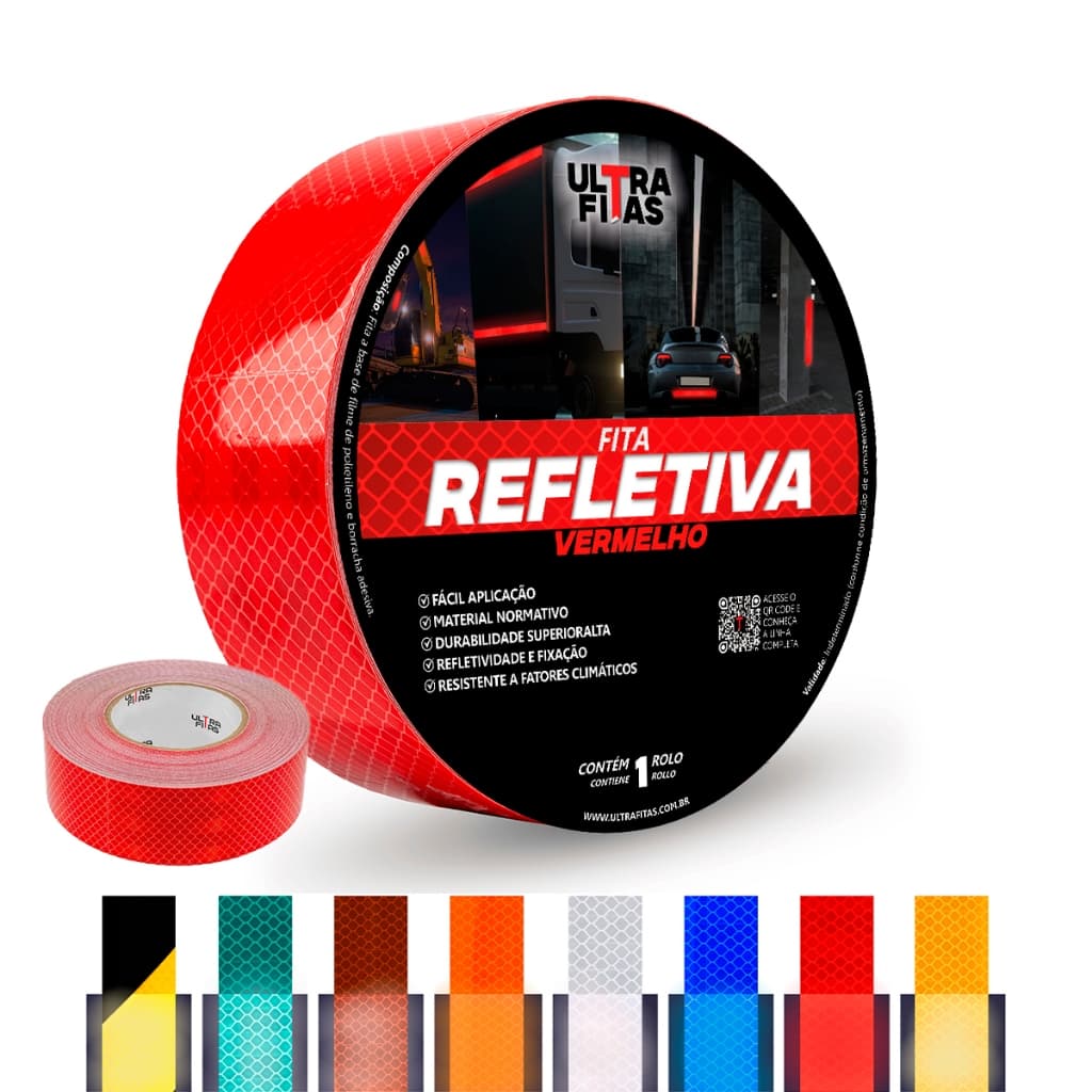 Fita Adesiva Refletiva Prismática 50 mm X 03 Metros  Automotiva Colante Placa Cones Garagem