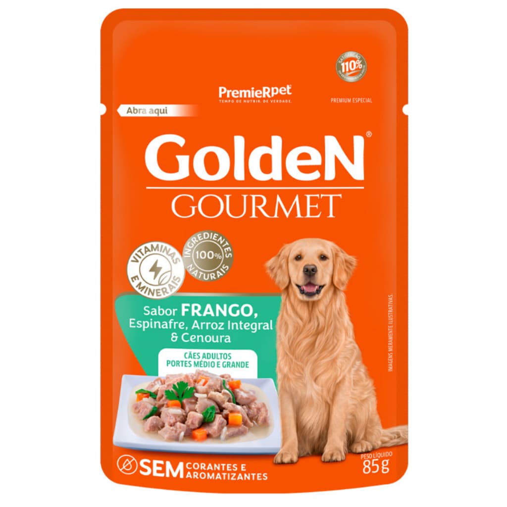 Sachê Golden Gourmet Cães Adulto Médio E Grande Frango 85g