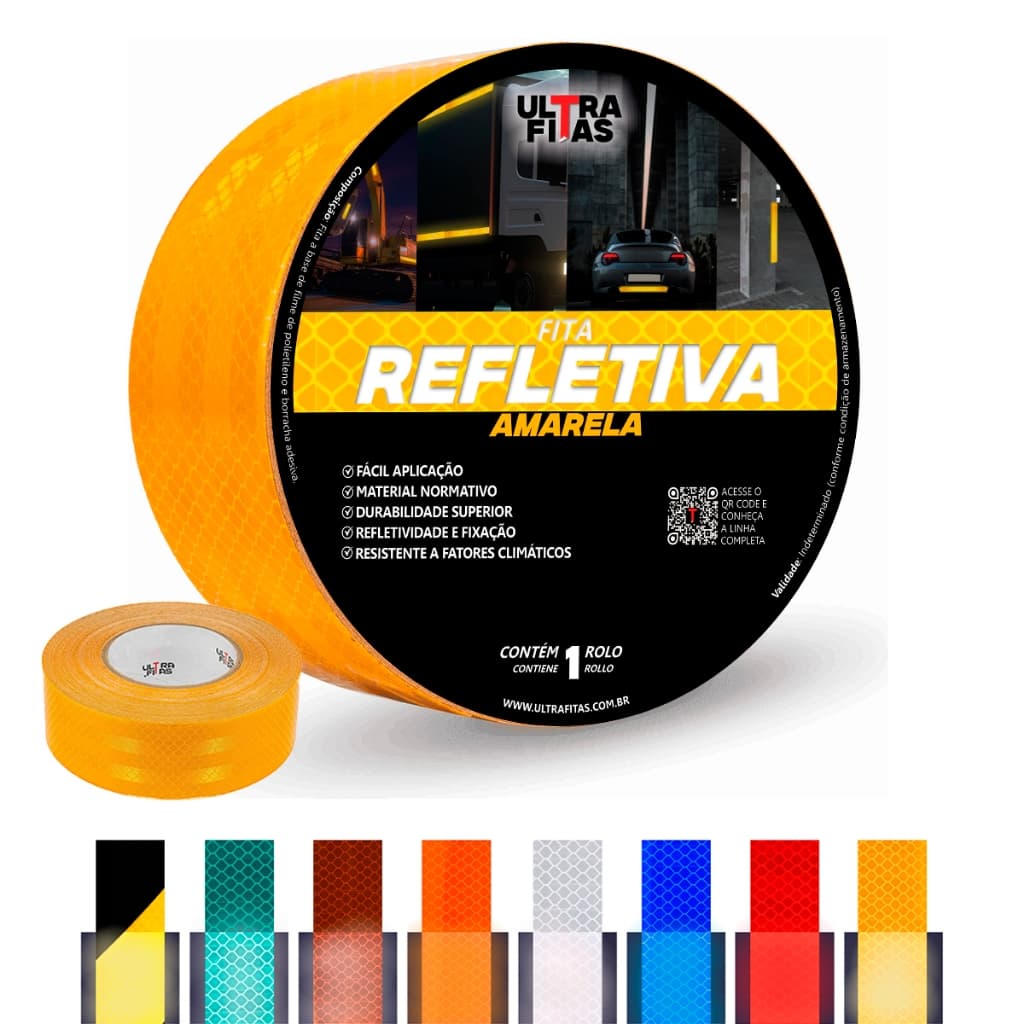 Fita Adesiva Refletiva Prismática 50 mm X 05 Metros Automotiva Placa Garagem Colante Comercial
