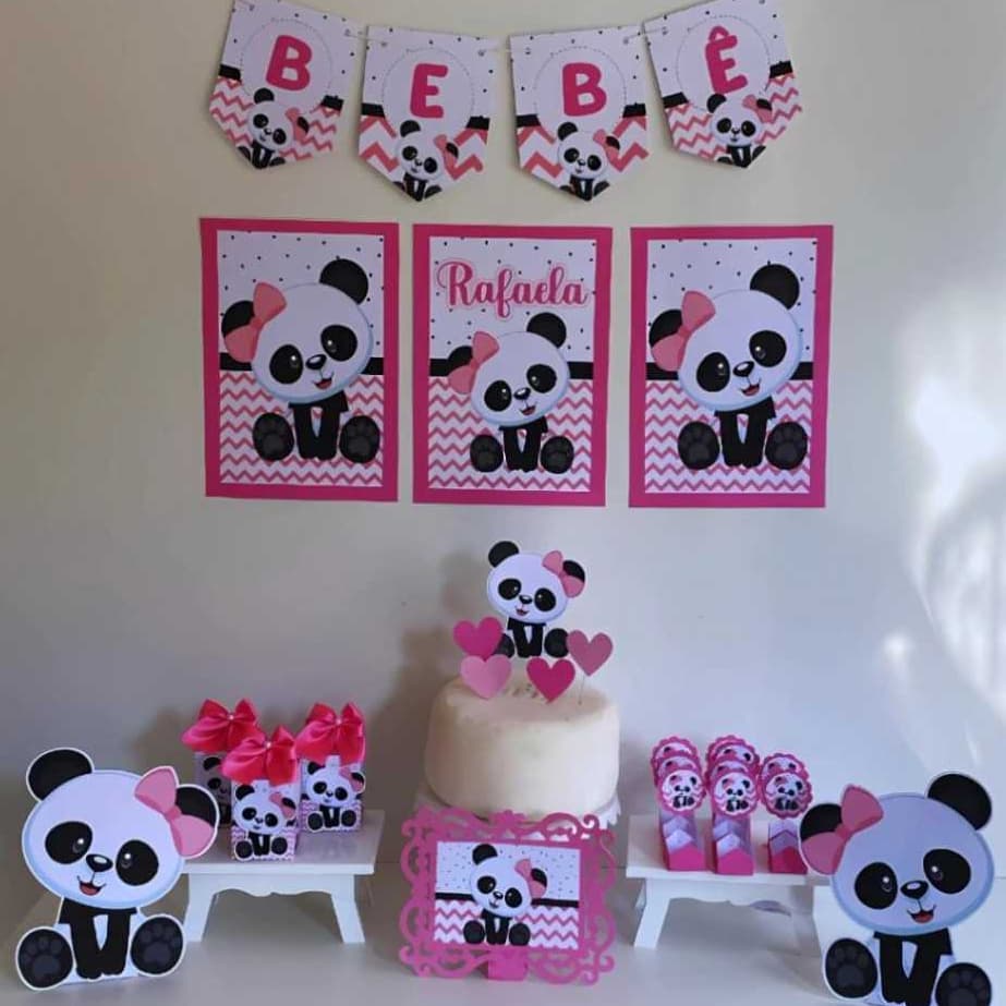 kit Festa Panda Menina /Mini Kit Panda Menina /Mesversário Panda Menina /Kit Só um Bolinho Panda Menina