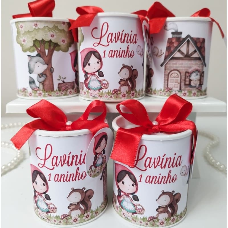 Tubolata Personalizada 7x6 Chapeuzinho Vermelho / Lembrancinha Maternidade nascimento Festa Infantil