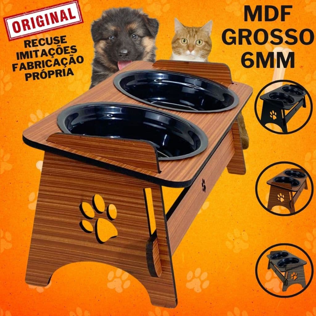 Comedouro  Bebedouro Elevado Para Cachorros e Gatos Com TAMPAS Pet