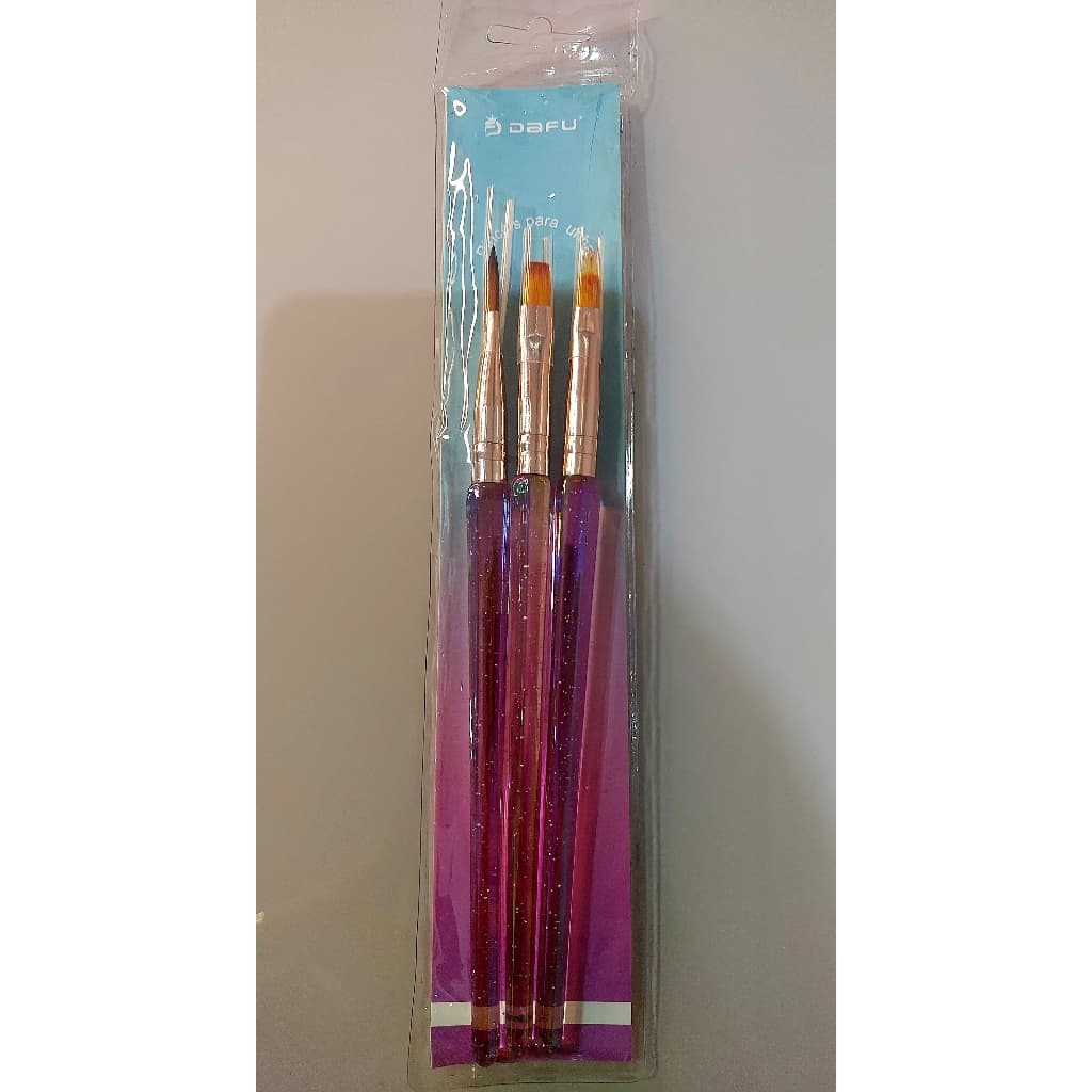 Kit 3 Pincéis Filete DAFU - Decoração Unhas de Gel