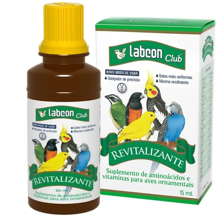 Labcon Club Revitalizante 15ml ou 100ml - Suplemento Completo para Aves | Energia e Bem-Estar para o Seu Pet