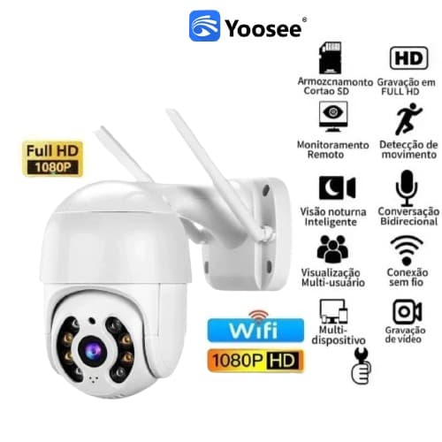 Câmera Segurança Wifi Smart IP Yoosee A8 Áudio Infravermelho Sem Fio Casa