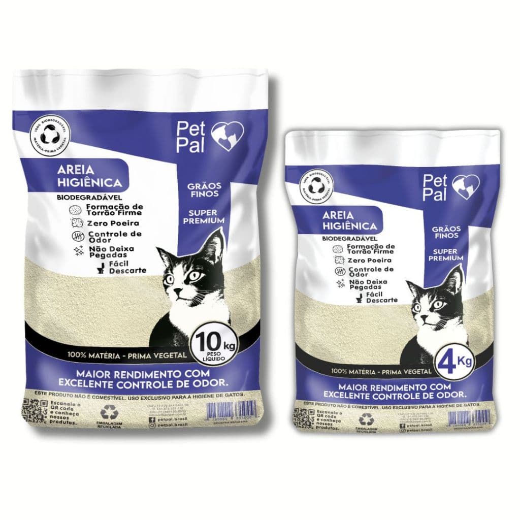 Areia Higiênica Biodegradável Para Gato PetPal Grãos-Mistos 12kg a 20kg