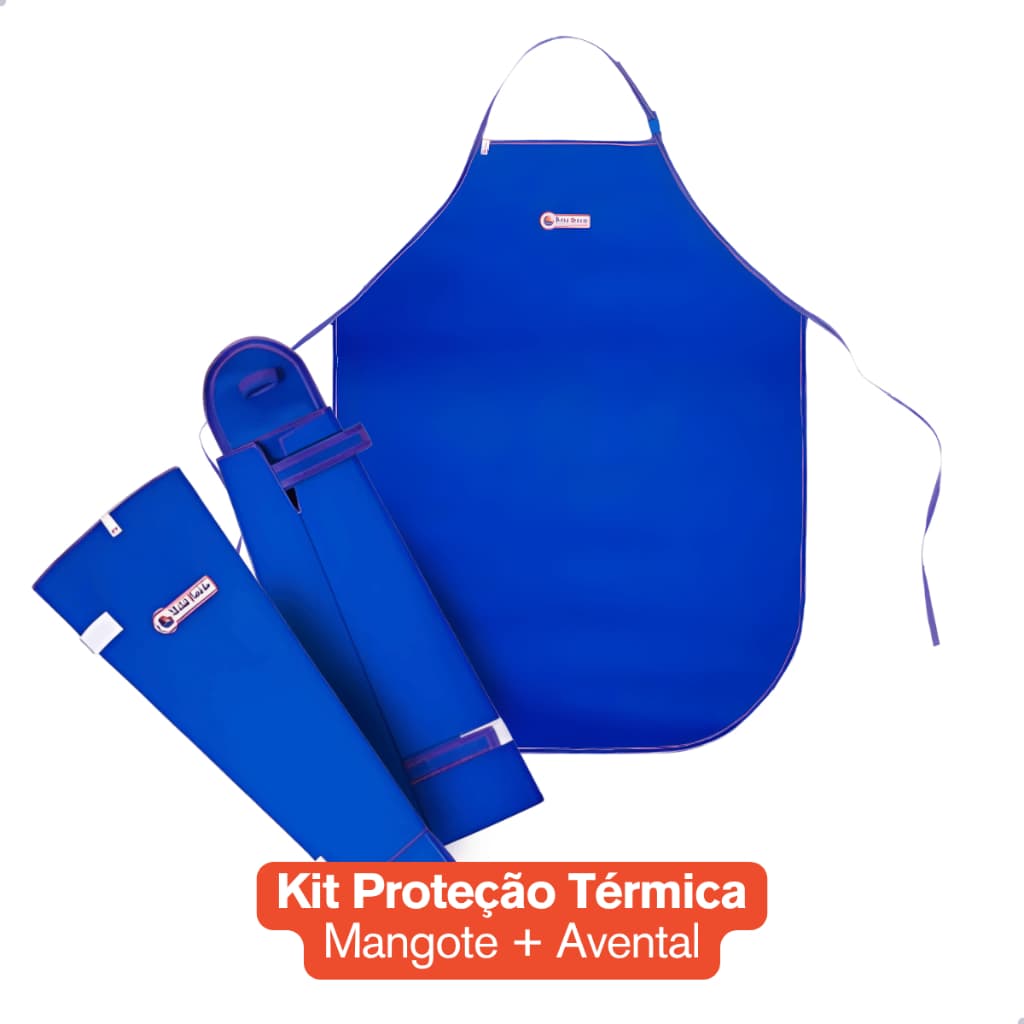 Kit Mangote Térmico Industrial 280°C + Avental Térmico 0,90x0,70 Benetherm CA 37911 EPI Segurança Azul
