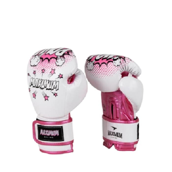 Luva De Boxe Infantil Pow Branca E Rosa Maximum