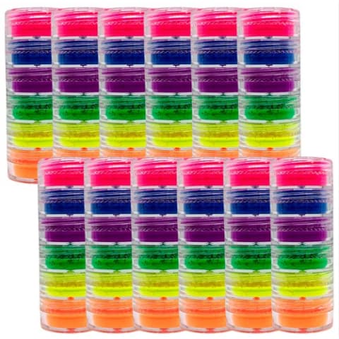 Torre 6 Cores Pó Acrílico Neon Decoração Nail Art Manicure e maquiagem colorida