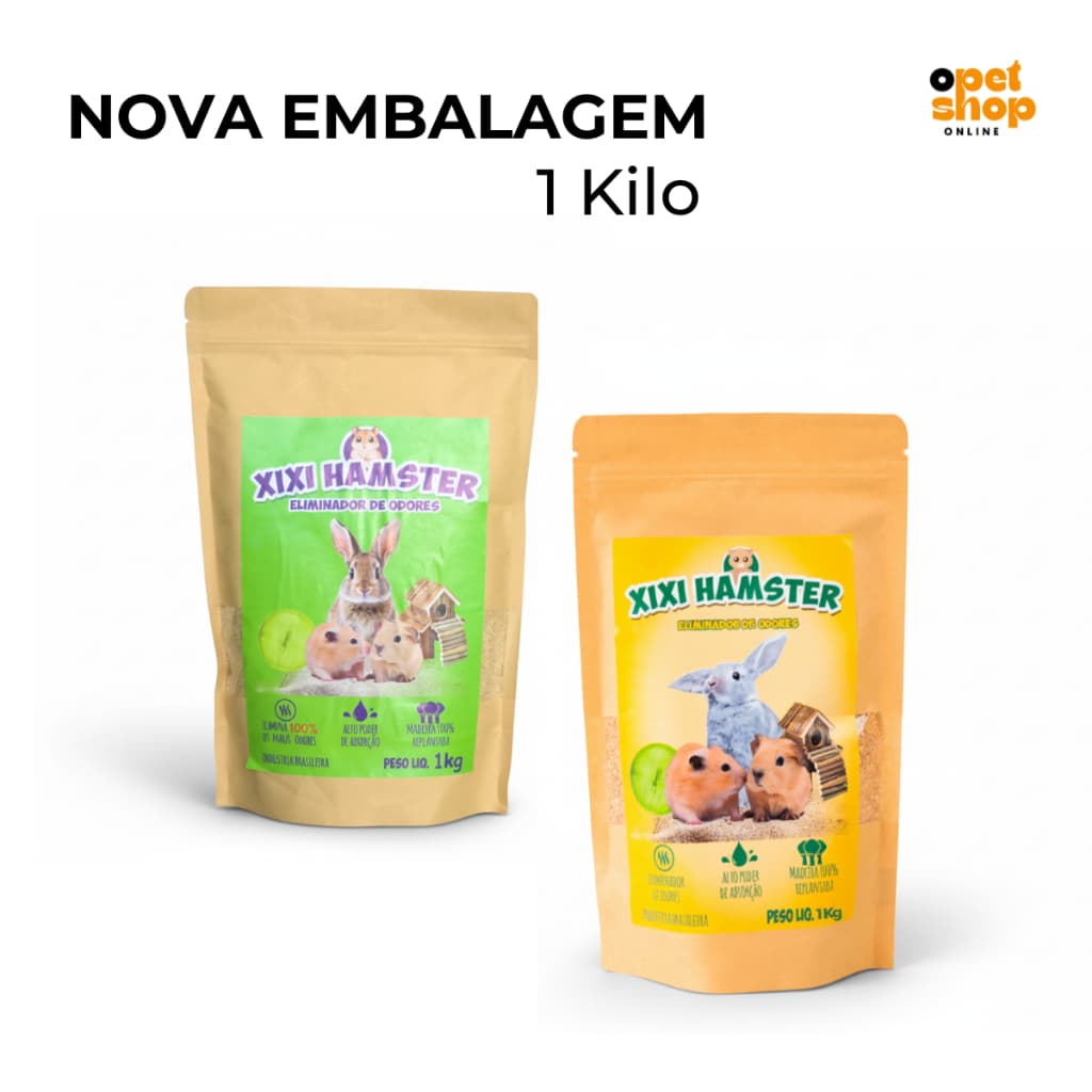 Xixi Hamster 1Kg Natural ou Capim-Cidreira | Eliminador de Odores | Absorvente Atóxico