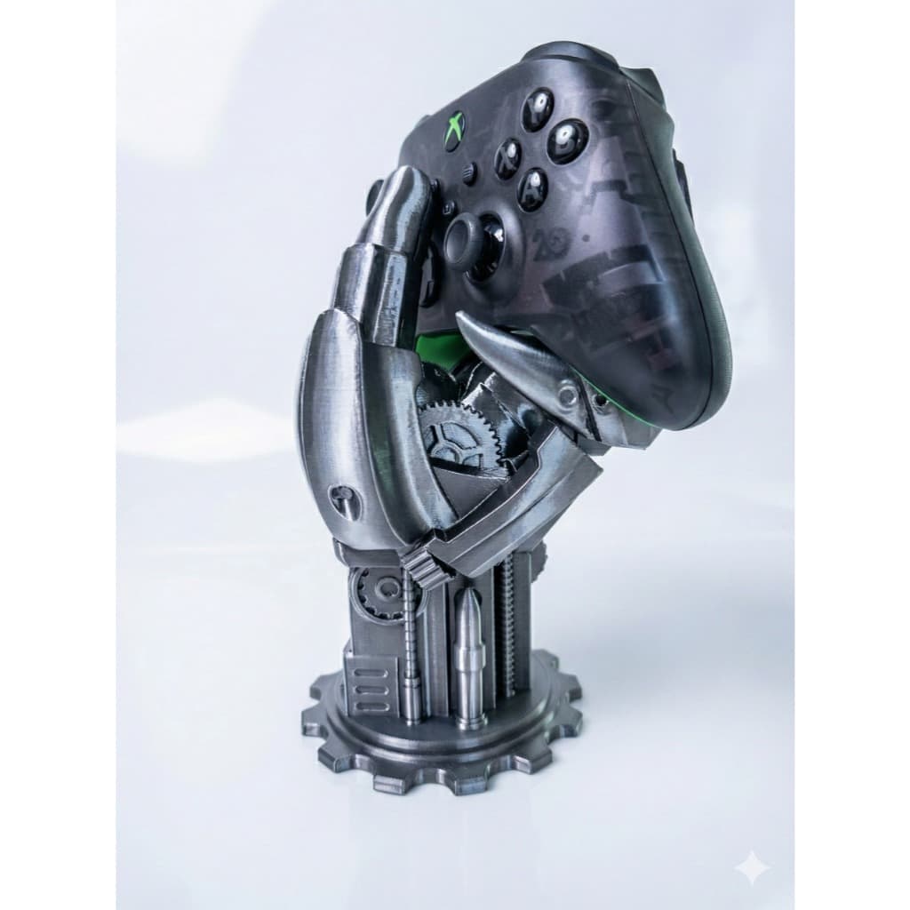 Suporte Controle Universal PS5 Xbox Mão Robótica - Gearbox Industrial - Decoração Setup Gamer