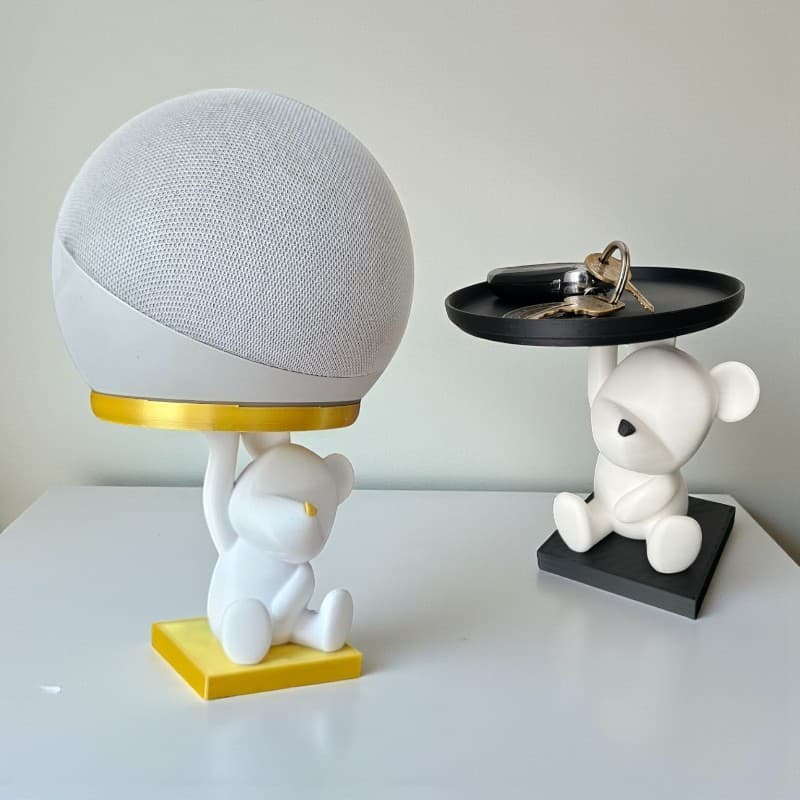 Suporte Alexa Chaves Decorativo 3D Urso Bandeja armário cozinha sala decoração Dot 3, 4, 5 ursinho