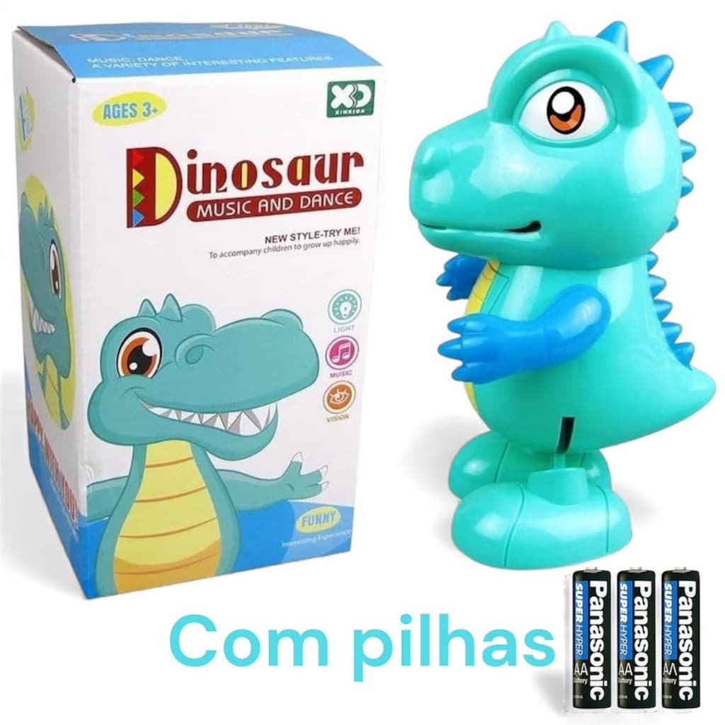 Brinquedo Infantil Dinossauro Dançarino Dançante Musical Com Luzes E Som Movimentos T-Rex -- HM TOYS