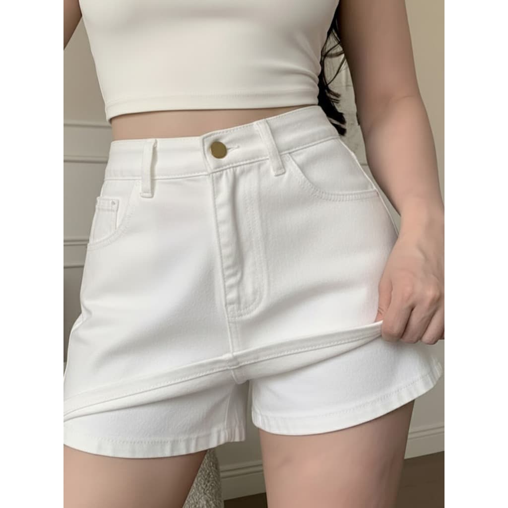 Short saia jeans cintura alto 100%Algodão sem elasticidade feminino  NOVA 2025