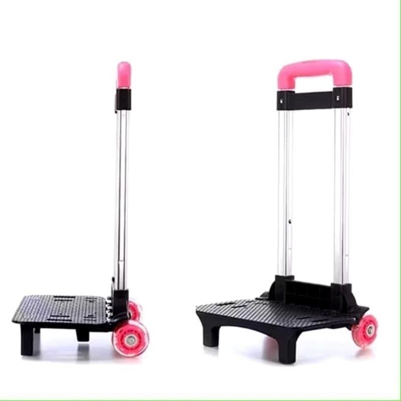 Carrinho Para Mochila Escolar Com Trava Universal Em Alumínio e Rosas De Silicone