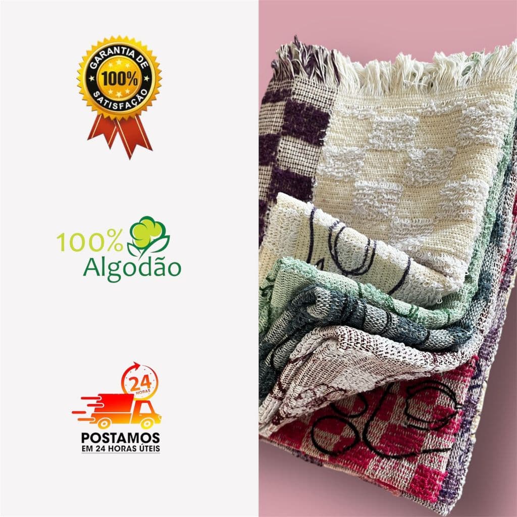 Kit Pano de Chão 100% Algodão – Super Absorvente e Resistente (3, 5 ou 7 unidades)