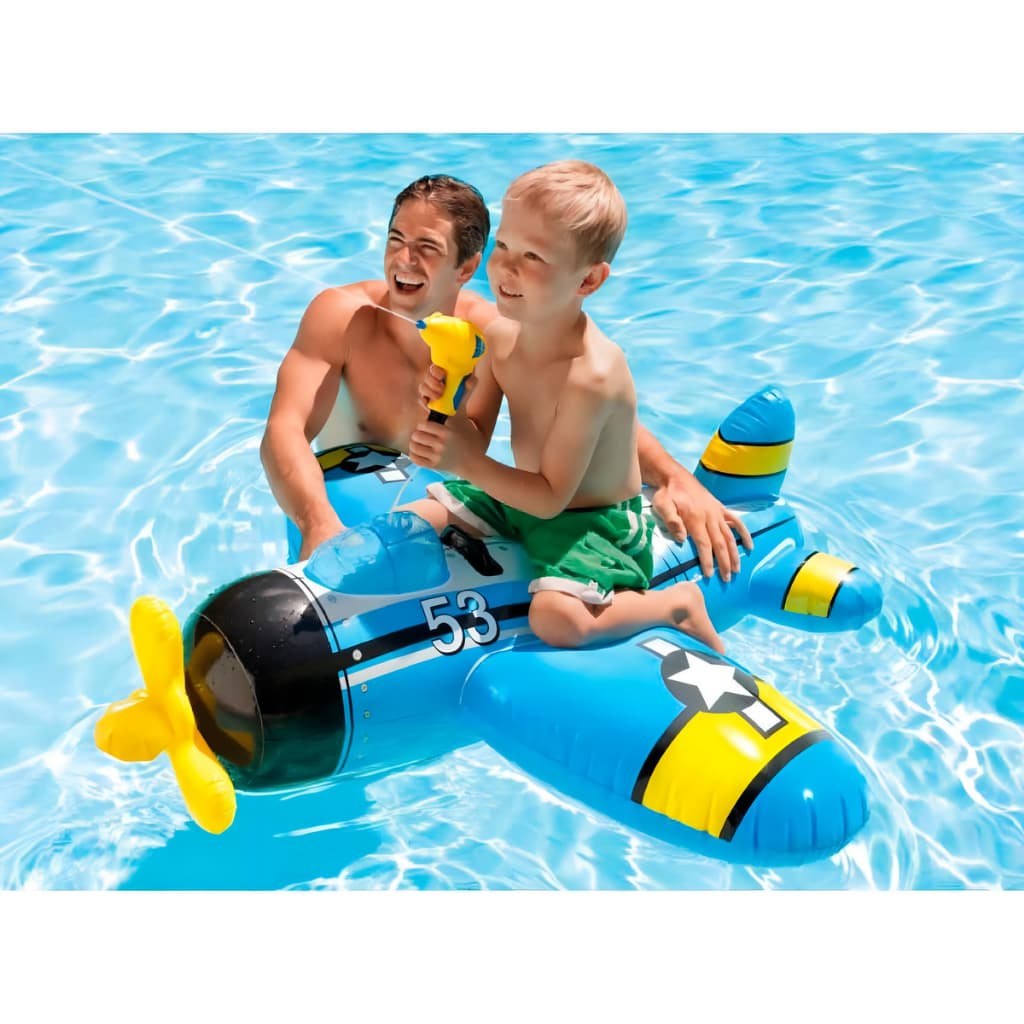 Boia Bote Aviao Inflavel Infantil Com Pistola De Agua Intex