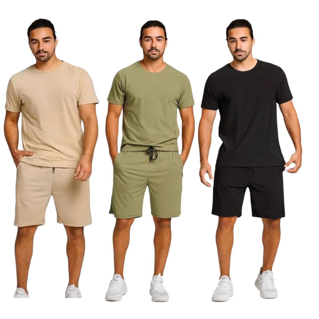 conjunto de waffle de luxo para homens camisa e shorts casual masculino