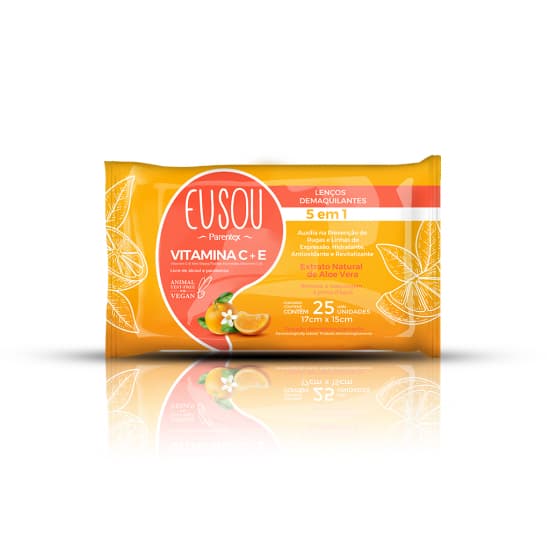 Toalha Umedecida Demaquilante Vitamina C Parentex Cuidado Completo em uma única Toalhinha
