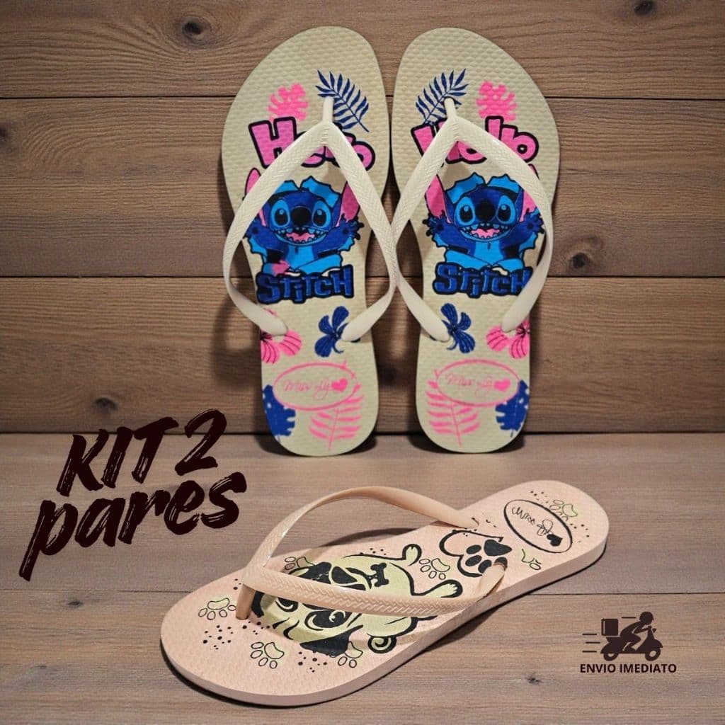 Kit 2 Pares Chinelo Feminino Adulto Macio Tradicional Rasteirinha