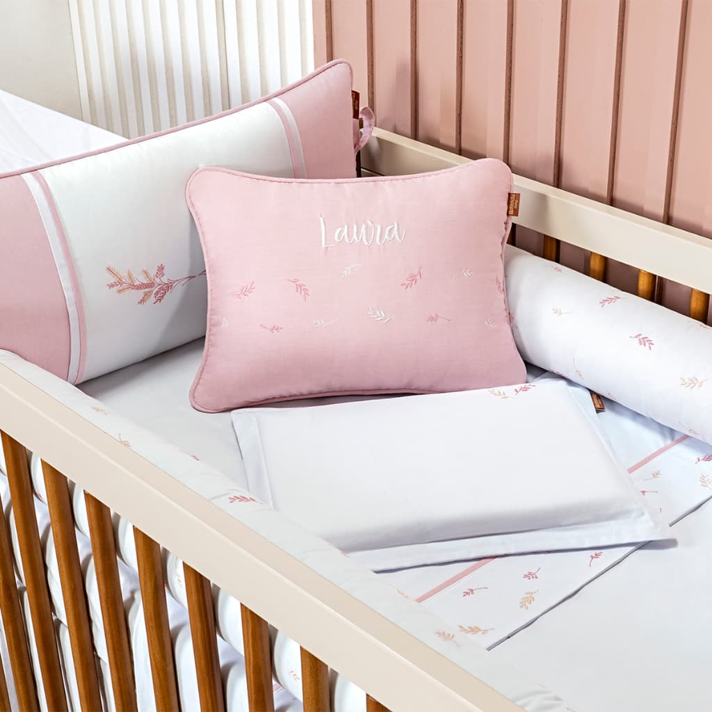 Enxoval Berço Completo Cozy Menino Menina Rosa Verde Bege 100% Algodão Bordado Batistela Baby