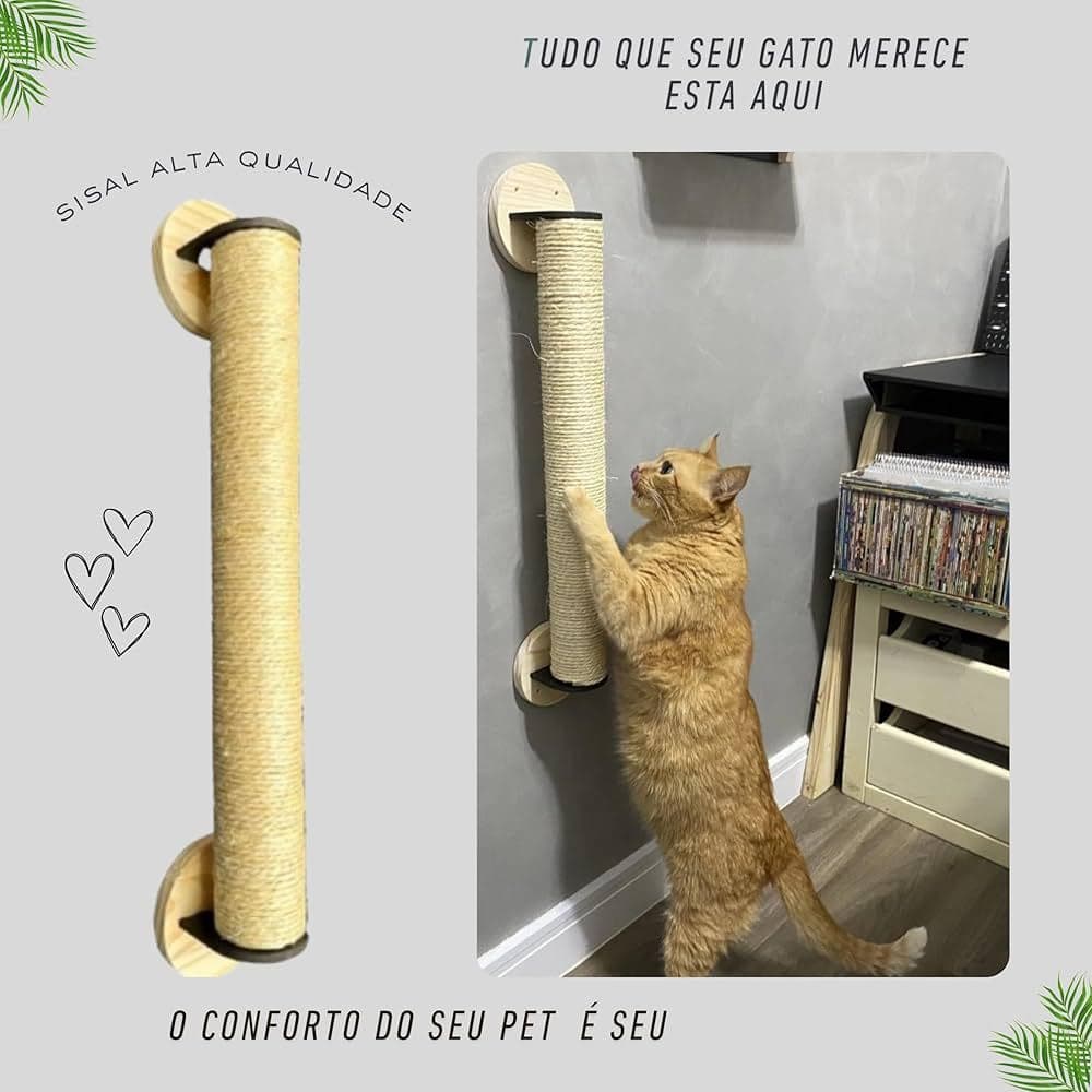 Arranhador Parede Gatos Vertical Sisal Poste Brinquedo Pet Para Casa