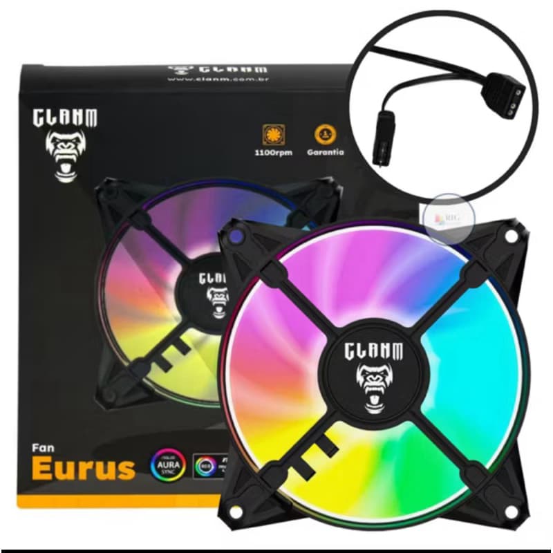 Fans Gamer ARGB clanm, Black com Controladora e Controle