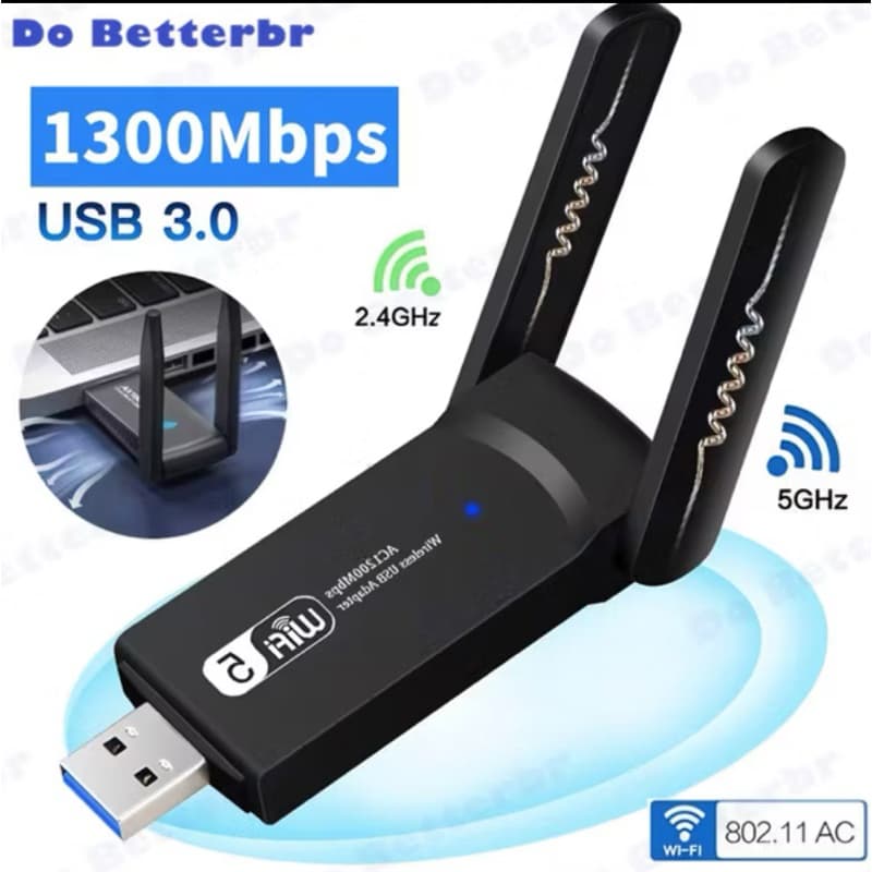 Adaptador Wi-fi Usb 3.0 Wireless Dual Band Ac1300 5ghz 1300mbps Com Antena