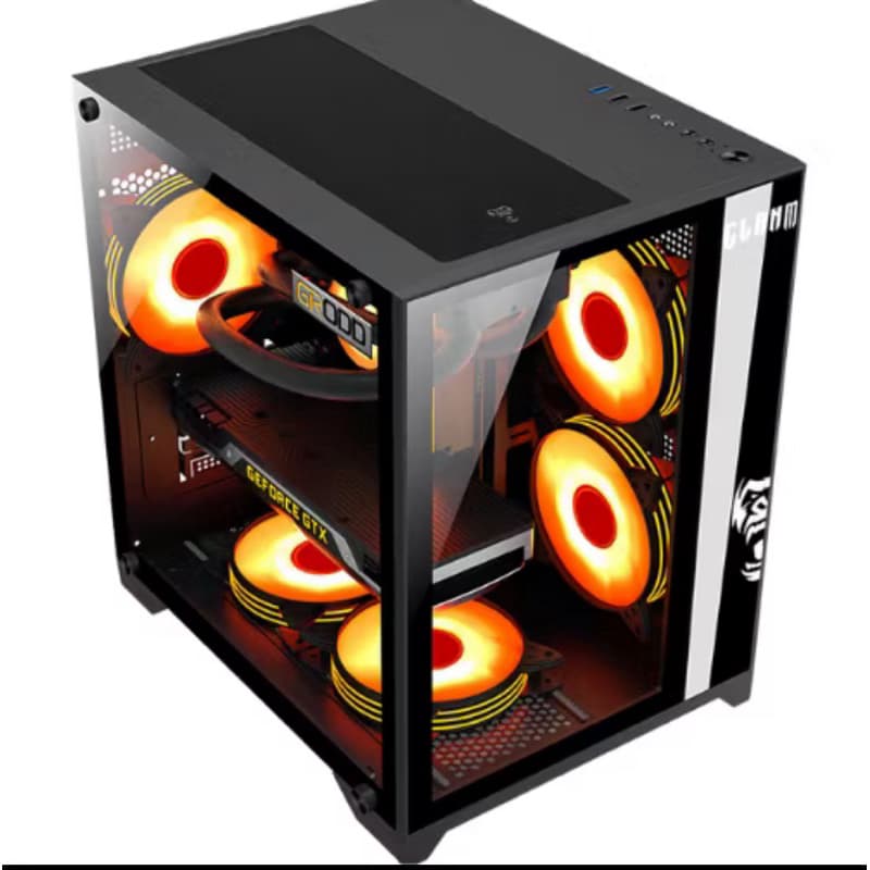 GABINETE GAMER SNOW BRANCO OU PRETO GRODD | LATERAL DE VIDRO - AQUÁRIO - CLAN COM 6 FANS