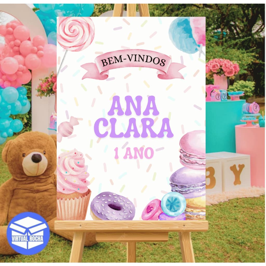 Quadro Decorativo Aniversário Recepção Bem Vindos Infantil Doces
