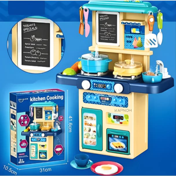 Kit Cozinha de Brinquedo Infantil Solta Água e Vapor Som Forno Pia Geladeira Panela Criança