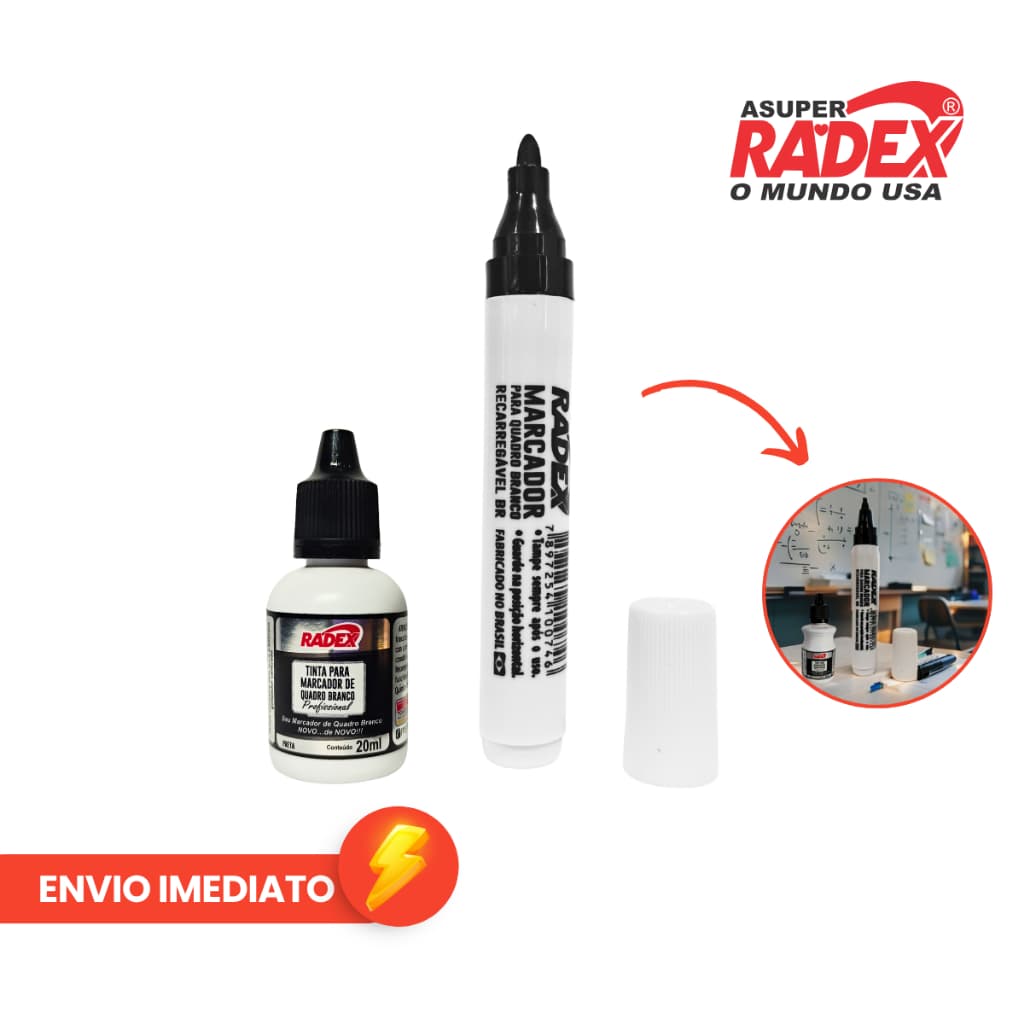 Marcador Para Quadro Branco e Tinta Reabastecedora 20 ml Preto
