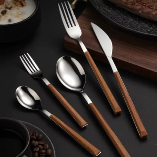 Jogo De Talheres Faqueiro Com 24 Peças Completo De Aço Inox Designer Lindo